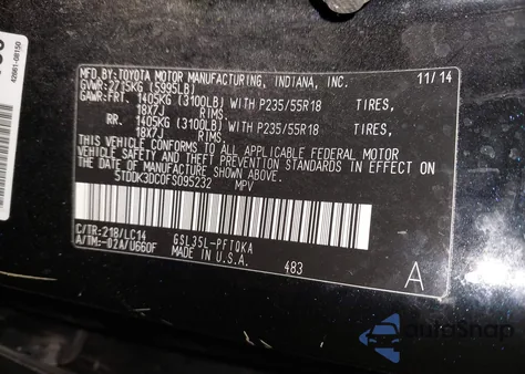 2015 Toyota Sienna Xle Premium 7 Passenger из США, поврежденный, VIN 5TDDK3DC0FS095232